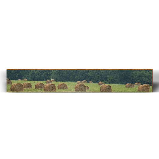 Hay Bale Field Large | Wall Art Print on Real Wood