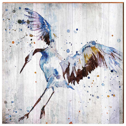 Watercolor Heron | Wall Art Print on Real Wood