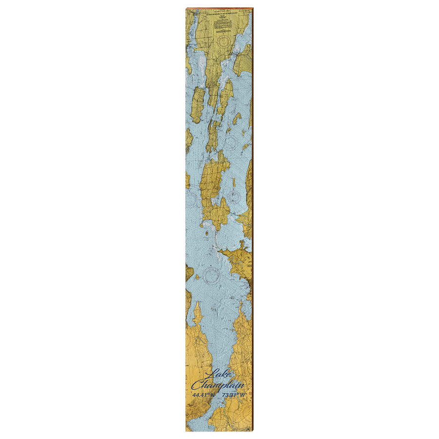 Lake Champlain, Vermont Map | Wall Art Print on Real Wood