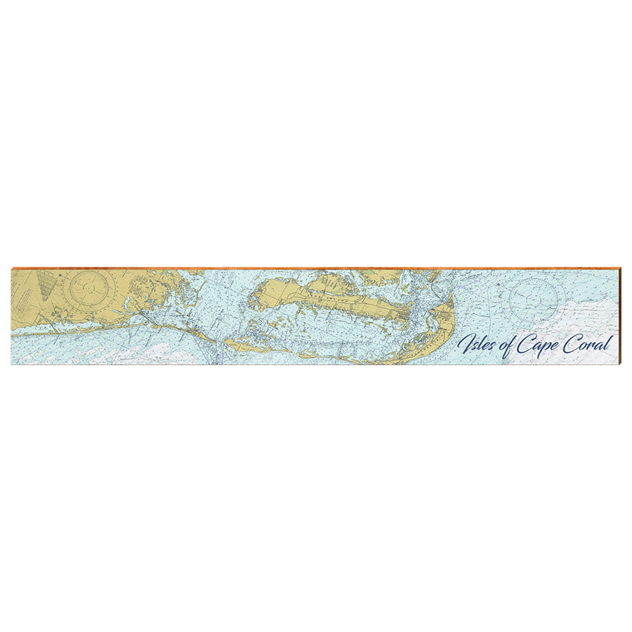 Isles of Cape Coral, Florida Navigational Chart Large Wall Art | Wall Art Print on Real Wood