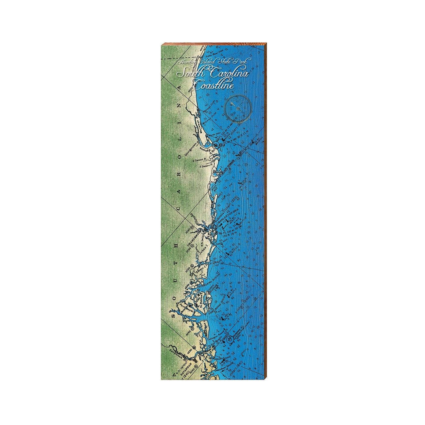 South Carolina Coastline Map | Real Wood Art Print