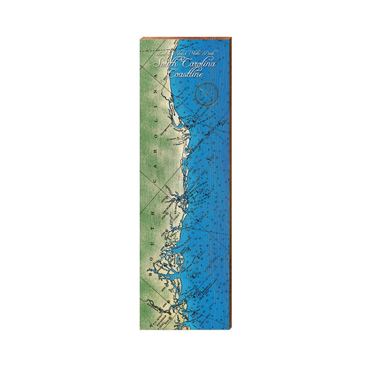 South Carolina Coastline Map | Real Wood Art Print