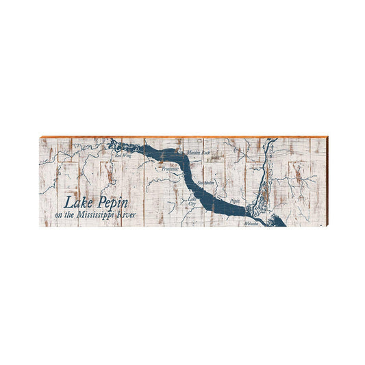 Lake Pepin on the Mississippi River Shabby | Wall Art Print on Real Wood