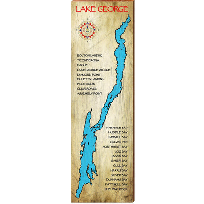 Lake George Points of Interest   | Wall Art Print on Real Wood