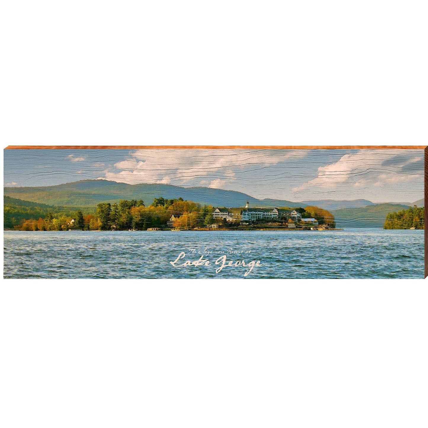 Lake George Sagamore Resort, New York Scenic Wooden Sign | Wall Art Print on Real Wood