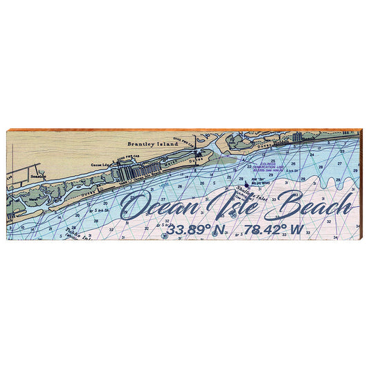 Ocean Isle Beach, North Carolina Map | Wall Art Print on Real Wood