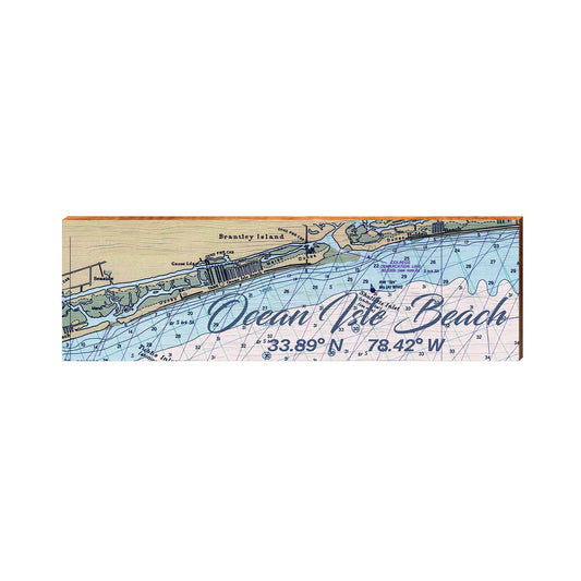 Ocean Isle Beach, North Carolina Map | Wall Art Print on Real Wood