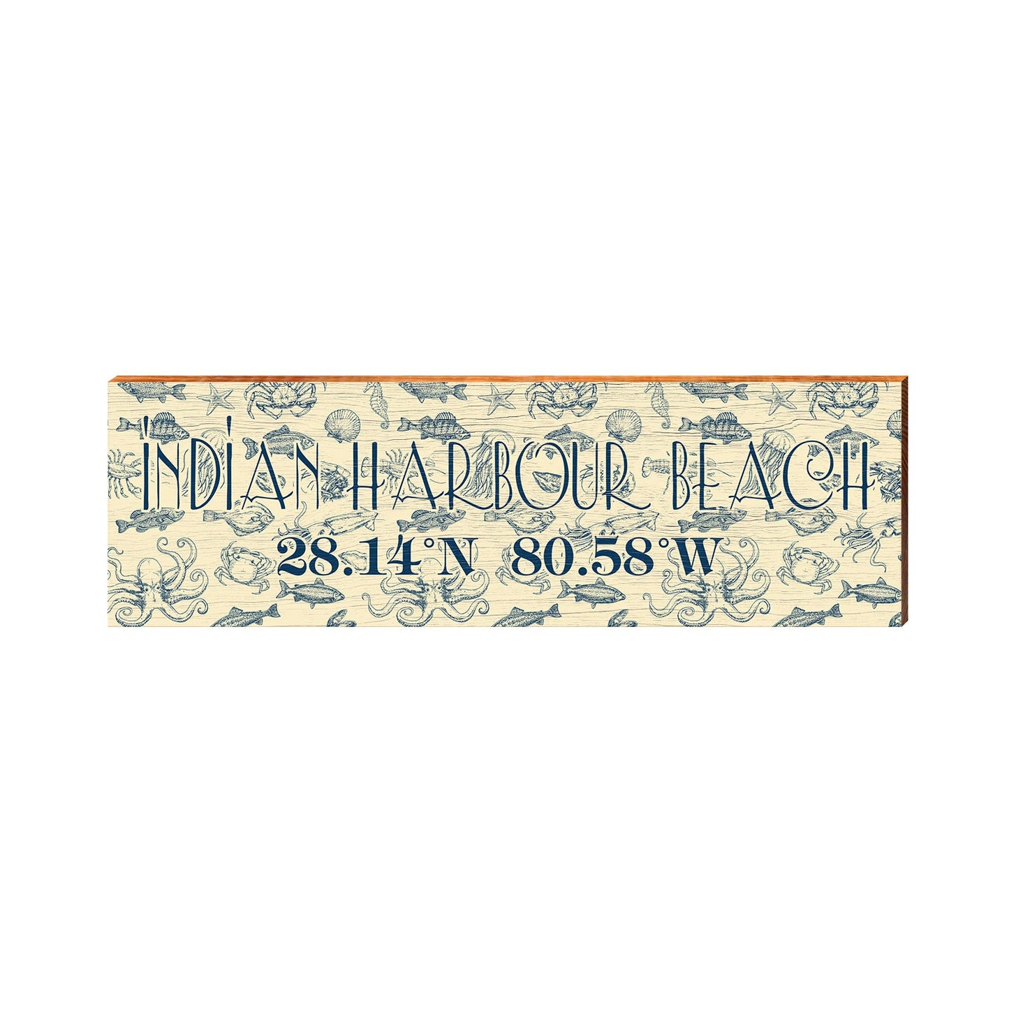 Indian Harbour Beach Sign | Wall Art Print on Real Wood