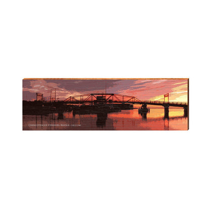 Chincoteague Channel Bridge Sunset | Wall Art Print on Real Wood