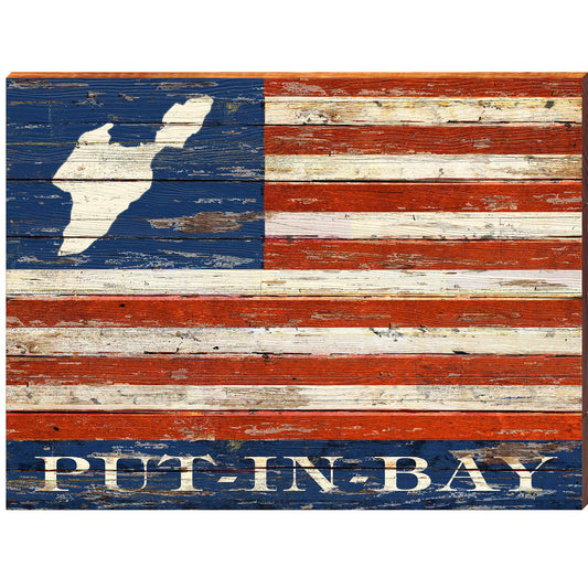 Put-In-Bay American Flag | Wall Art Print on Real Wood