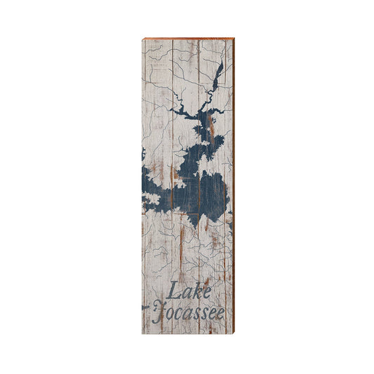 Lake Jocassee White Navy Shabby Map | Real Wood Art Print