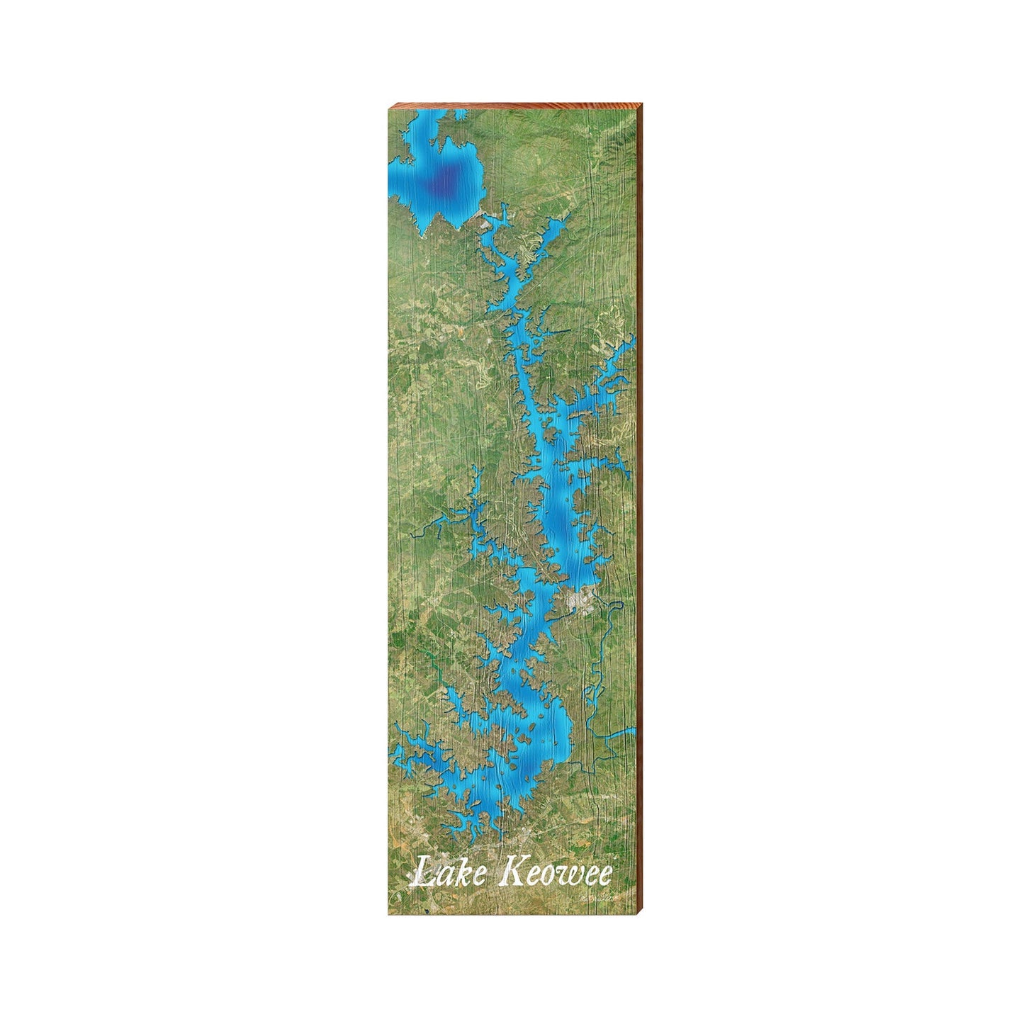 Lake Keowee Satellite Map | Real Wood Art Print