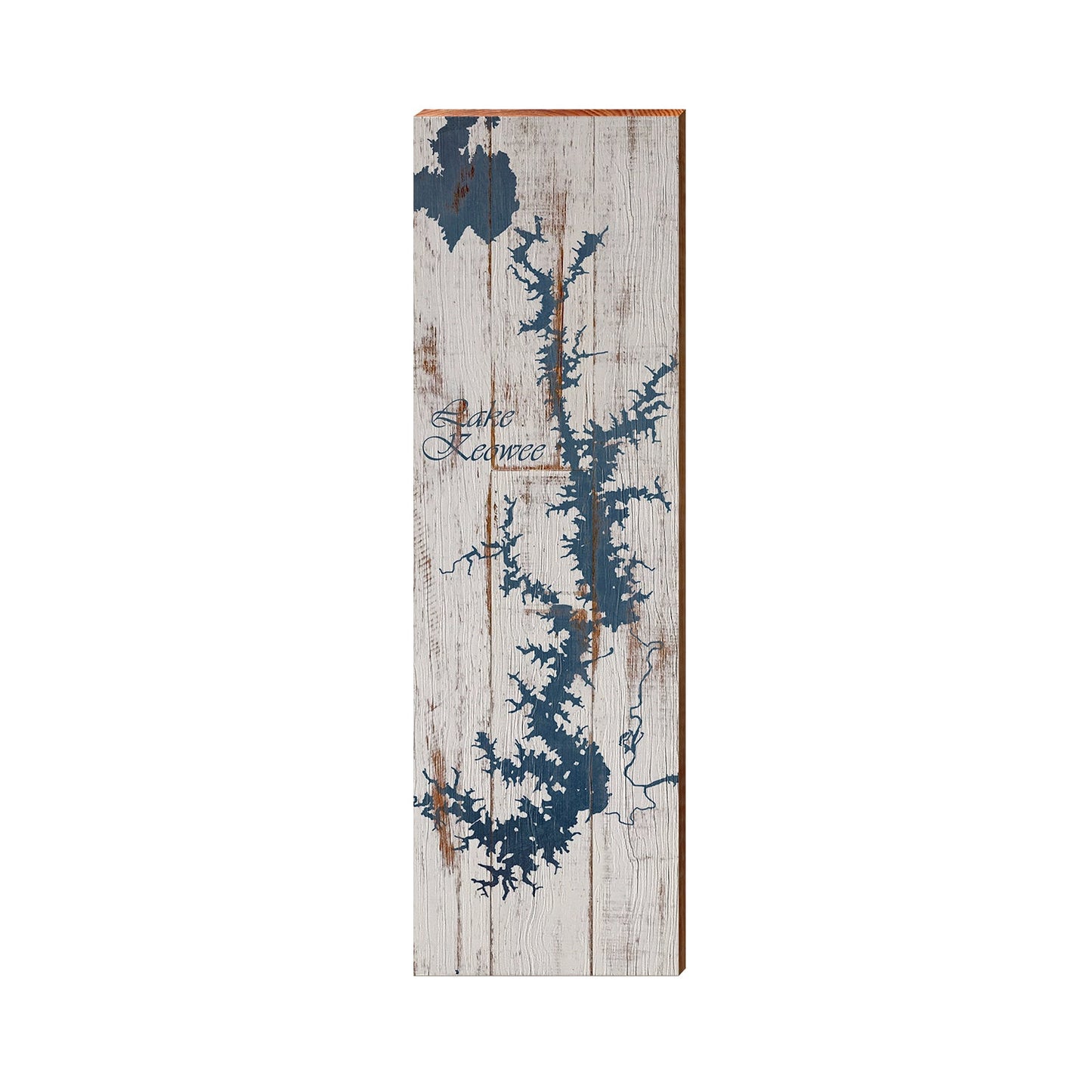 Lake Keowee White Navy Shabby Map | Real Wood Art Print