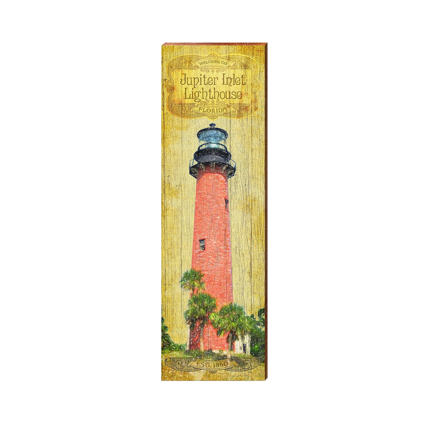 Welcome Jupiter Inlet Lighthouse | Real Wood Art Print