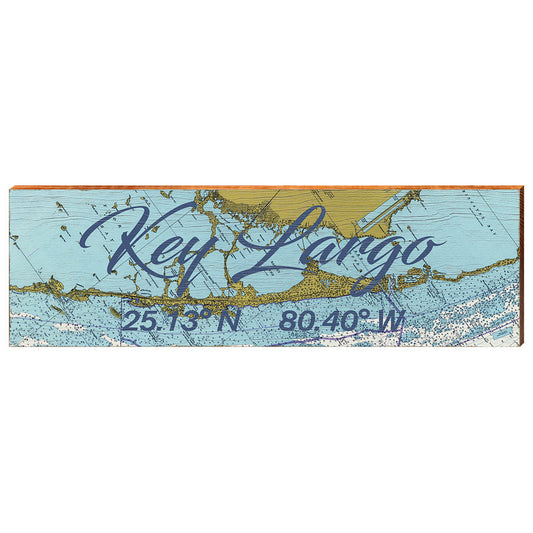 Key Largo, Florida Navigational Chart Wall Art | Wall Art Print on Real Wood