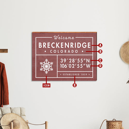 Customizable Lodge Red 'Fun Facts' Sign | Icon Choice | Wall Art Print on Real Wood | Portrait Size