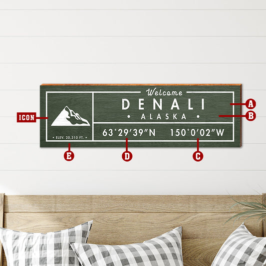 Customizable Lodge Green 'Fun Facts' Sign | Icon Choice | Wall Art Print on Real Wood