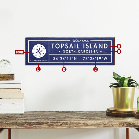 Customizable Coastal Navy 'Fun Facts' Sign | Wall Art Print on Real Wood