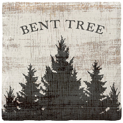 Bent Tree, Georgia Pine Trees | (Skinny Text) | Absorbent Ceramic Drink Coaster