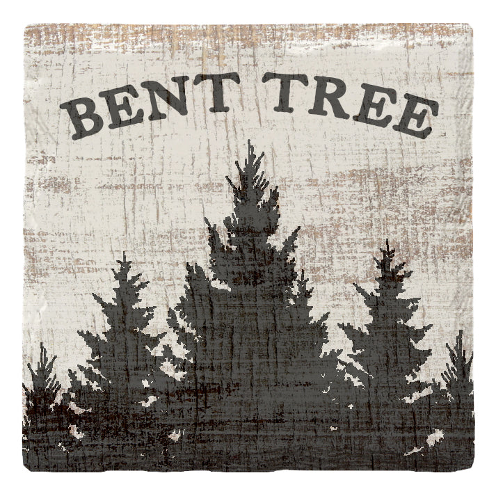 Bent Tree, Georgia Pine Trees | (Thick Text) | Absorbent Ceramic Drink Coaster