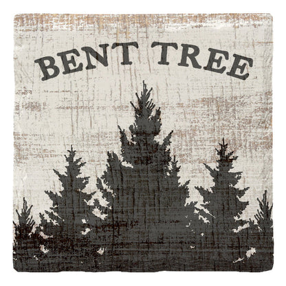 Bent Tree, Georgia Pine Trees | (Thick Text) | Absorbent Ceramic Drink Coaster