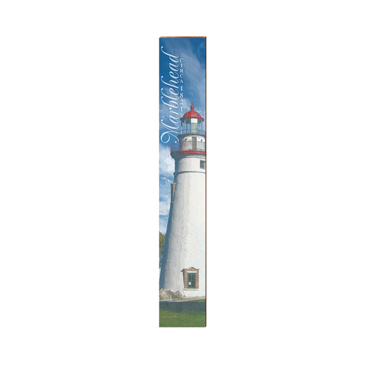 Marble Head Lighthouse Sign | Wall Art Print on Real Wood