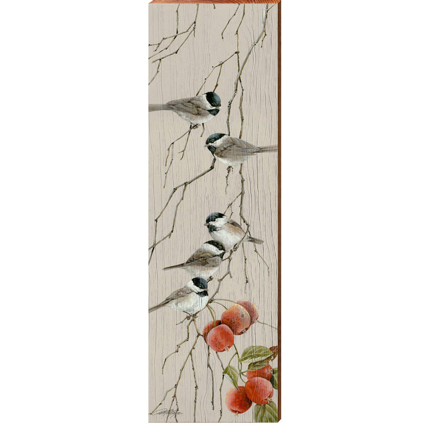 Art Lamay | Chickadees | Wall Art Print on Real Wood