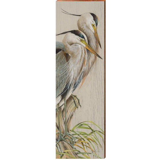 Art Lamay | Pair of Herons | Wall Art Print on Real Wood