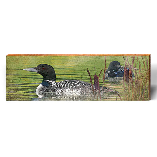 Floating Loons Wooden Sign | Wall Art Print on Real Wood