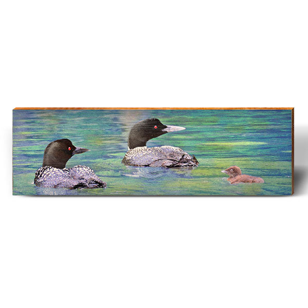 Loon Family Photo | Wall Art Print on Real Wood