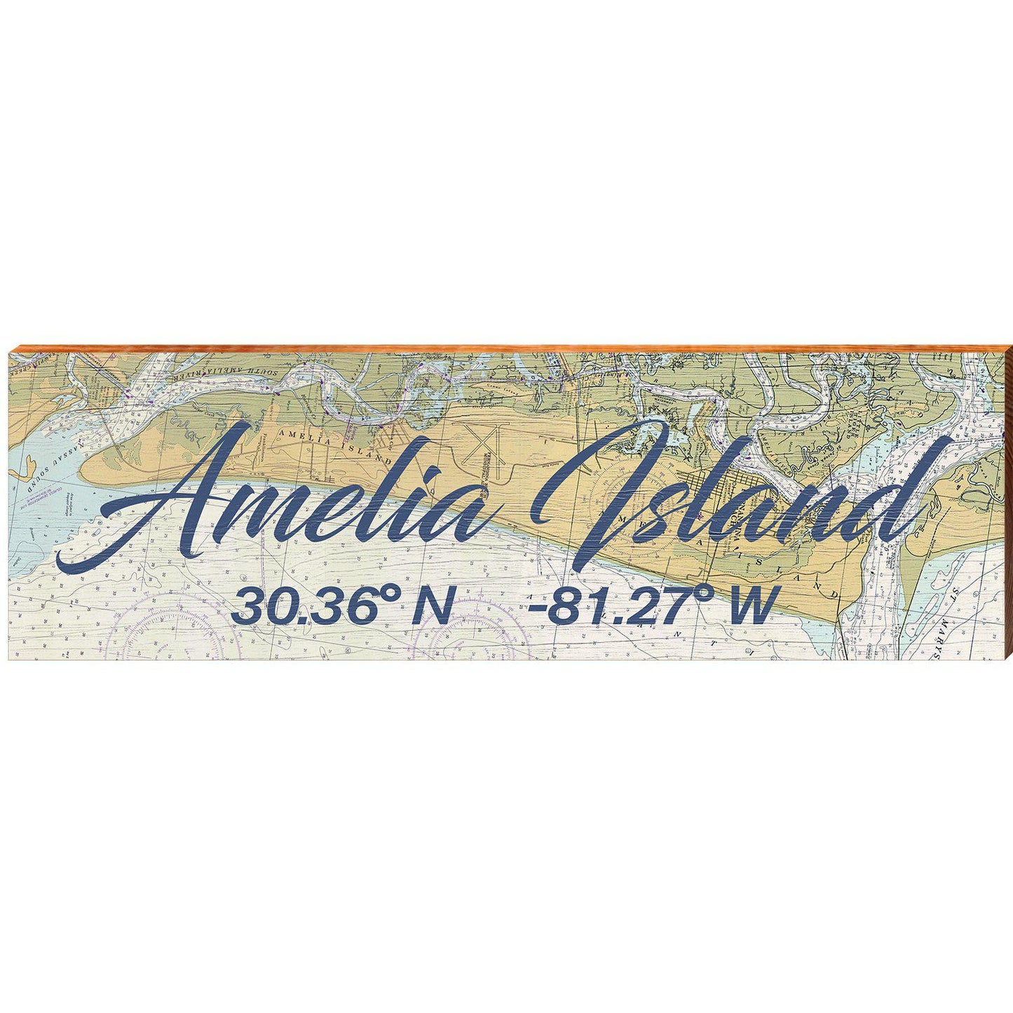 Amelia Island NOAA Chart | Wall Art Print on Real Wood