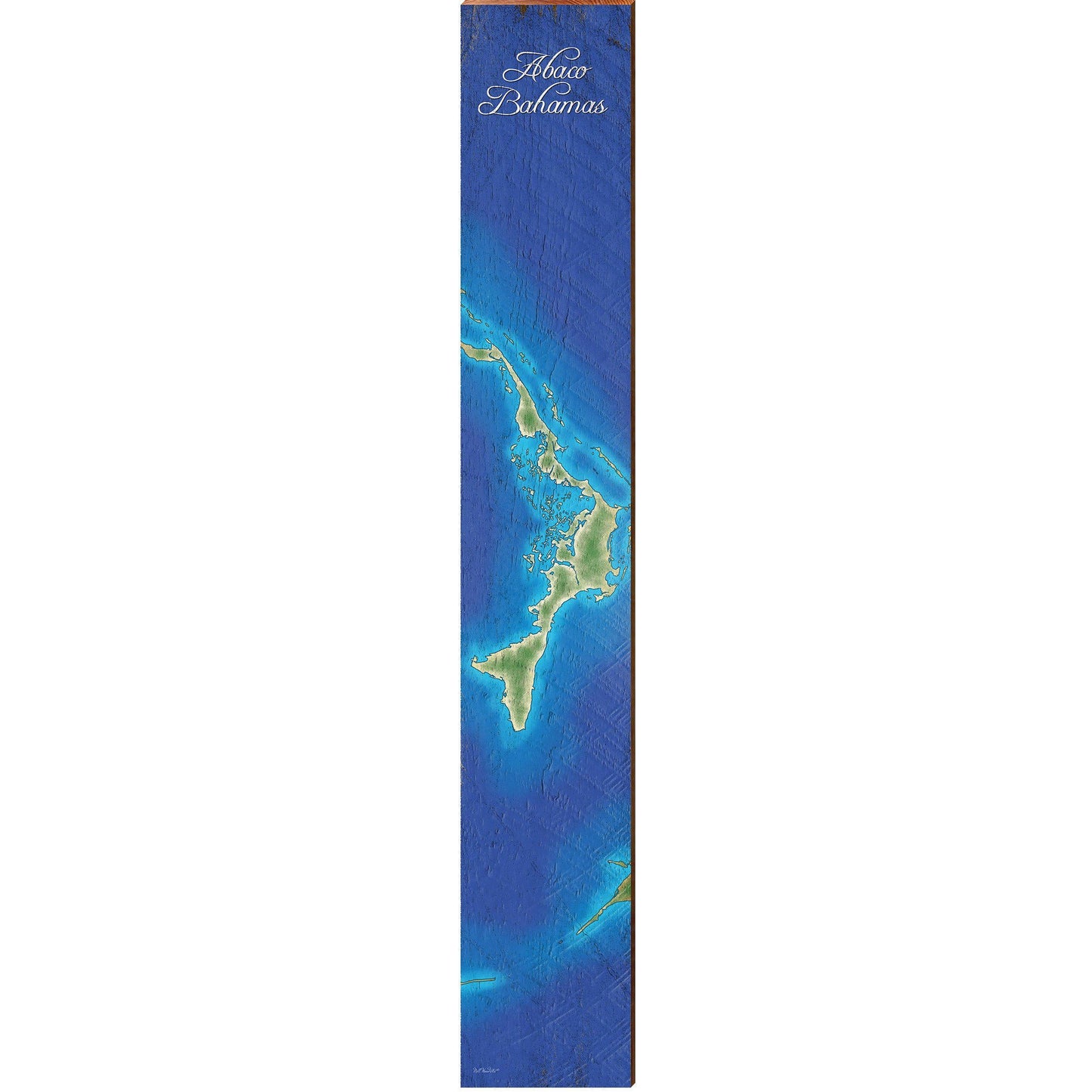 Abaco Islands, Bahamas Topographical Map Wall Art | Wall Art Print on Real Wood