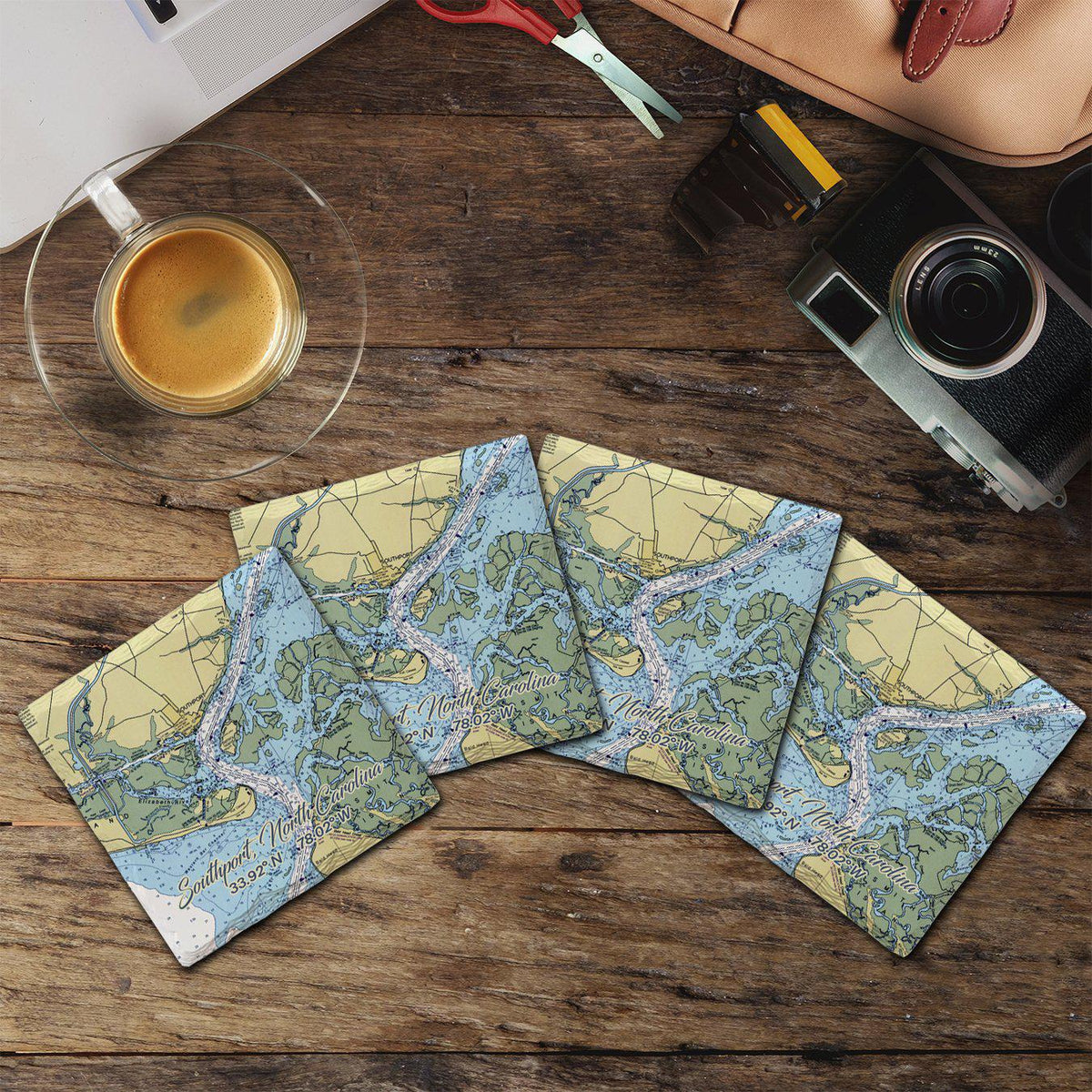 Southport, North Carolina NOAA Chart | Absorbent Ceramic Drink Coaster