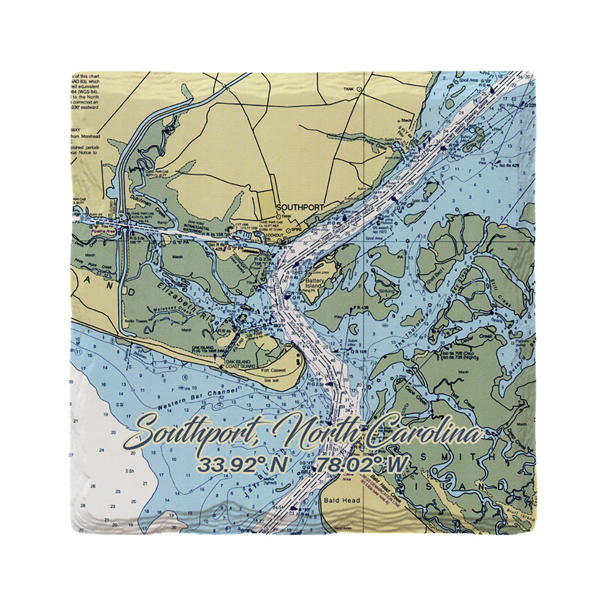 Southport, North Carolina NOAA Chart | Absorbent Ceramic Drink Coaster