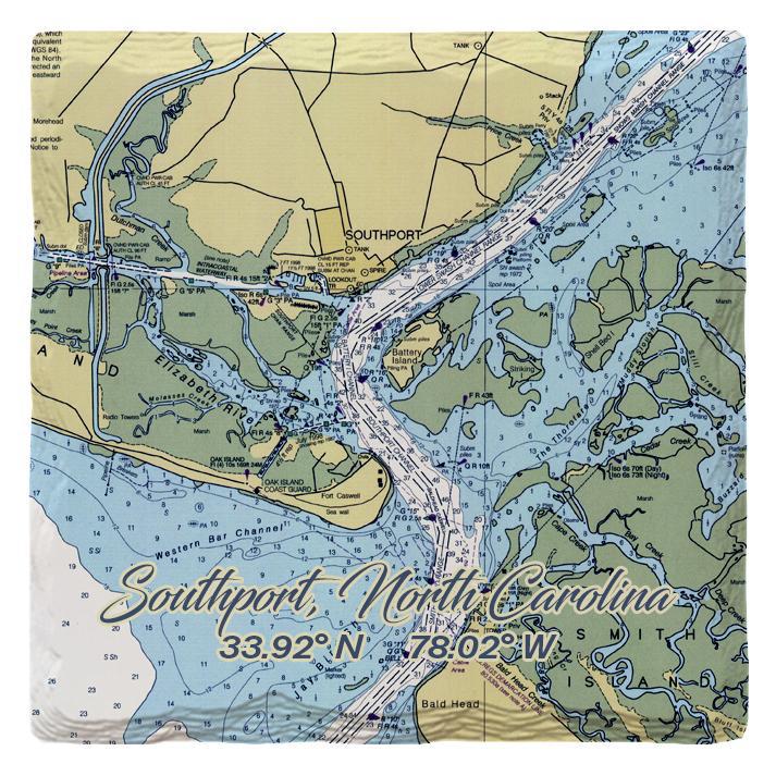 Southport, North Carolina NOAA Chart | Absorbent Ceramic Drink Coaster