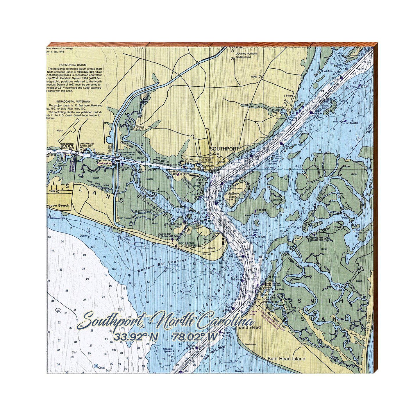 Southport, North Carolina Map Wooden Sign | Wall Art Print on Real Wood