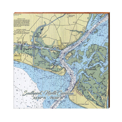 Southport, North Carolina Map Wooden Sign | Wall Art Print on Real Wood