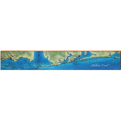 Alabama Coast Satellite Map Large Wall Art | Wall Art Print on Real Wood