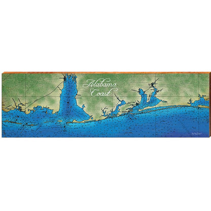 Alabama Coast Map | Wall Art Print on Real Wood