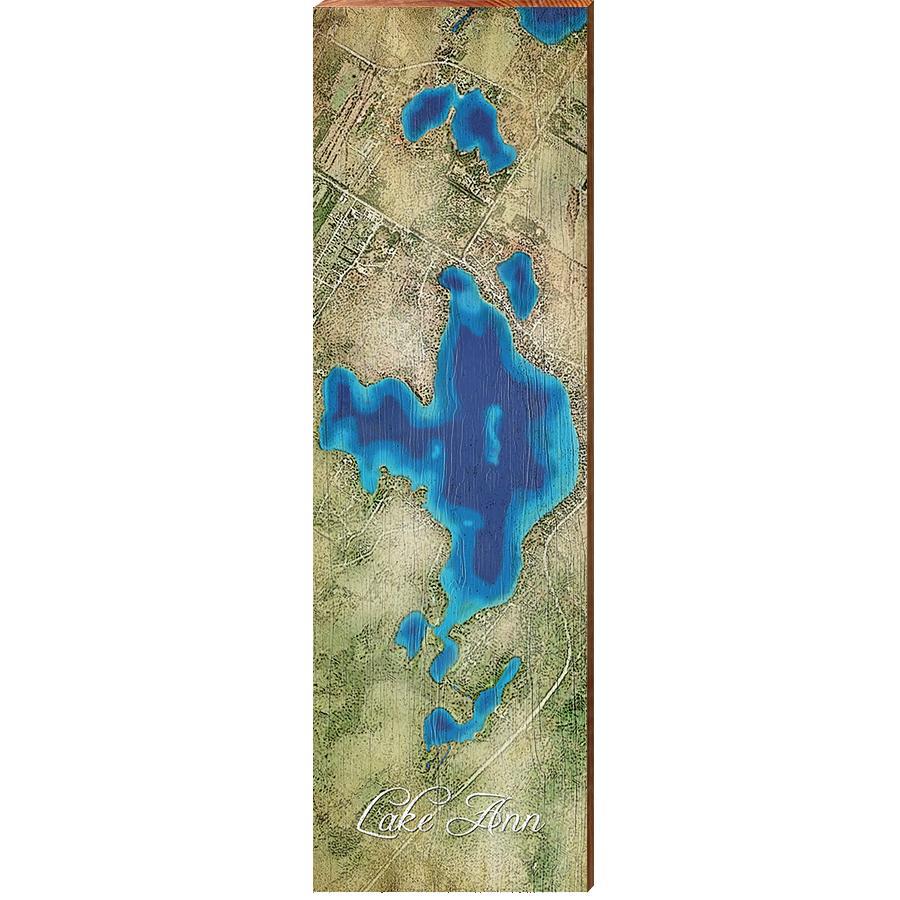 Lake Ann, Michigan Map | Wall Art Print on Real Wood