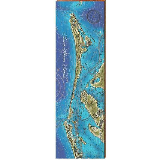 Anna Maria Island, Florida Map Wooden Sign | Wall Art Print on Real Wood