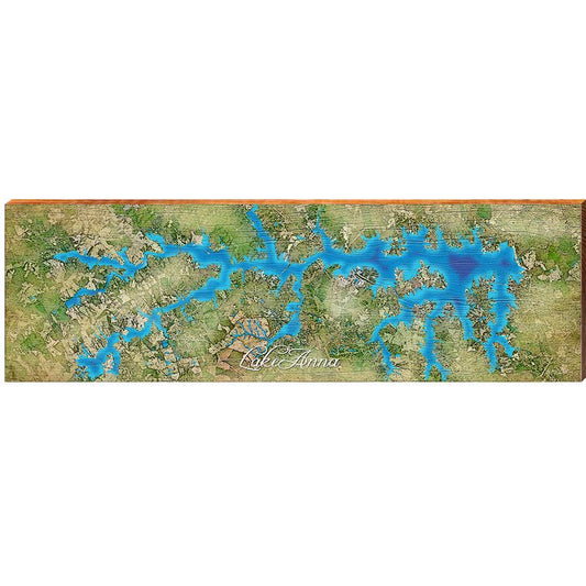 Lake Anna Map Home Decor Art Print on Real Wood