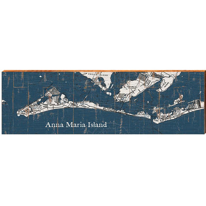 Anna Maria Island, Florida Map Wooden Sign | Wall Art Print on Real Wood