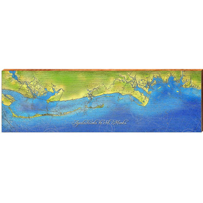 Apalachicola to St. Marks, Florida Wooden Map Sign | Wall Art Print on Real Wood