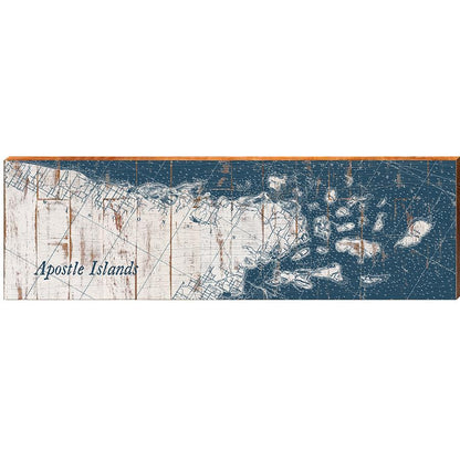 Apostle Islands, Wisconsin Shabby Map | Wall Art Print on Real Wood