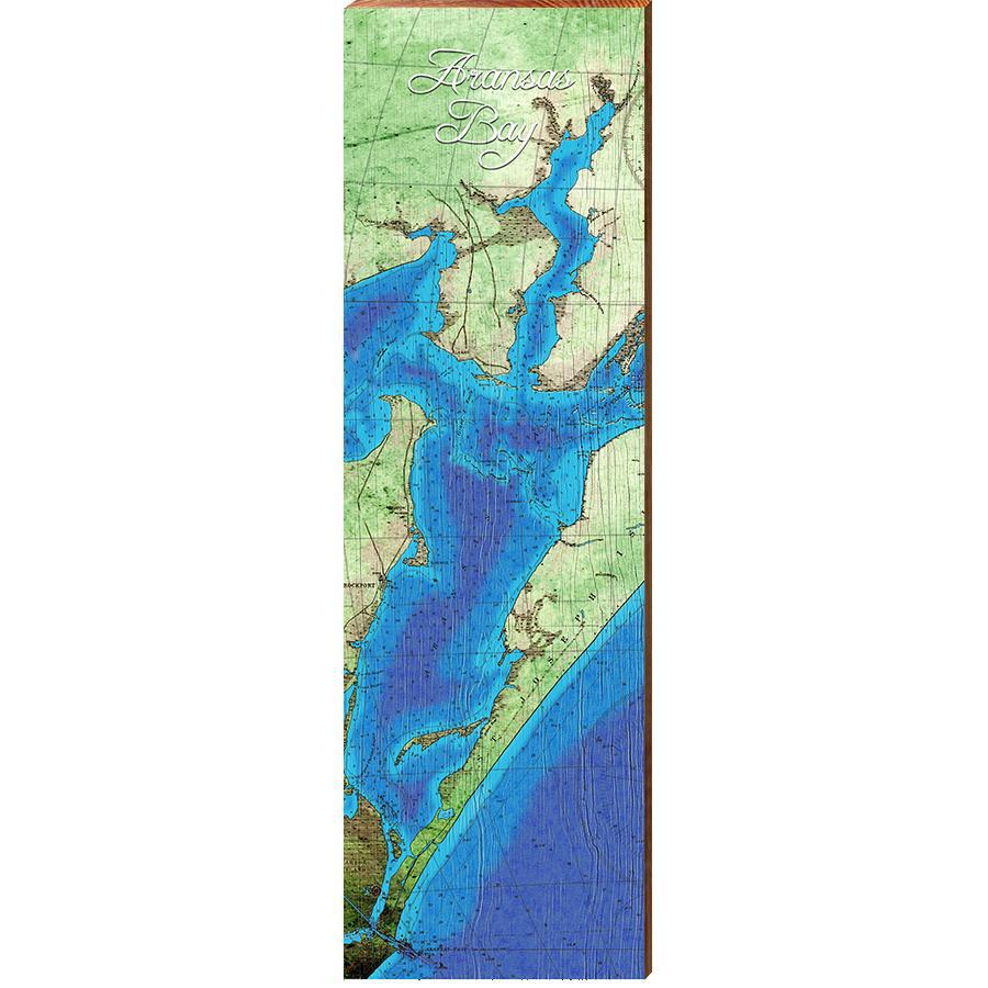 Aransas Bay, Texas Map | Wall Art Print on Real Wood