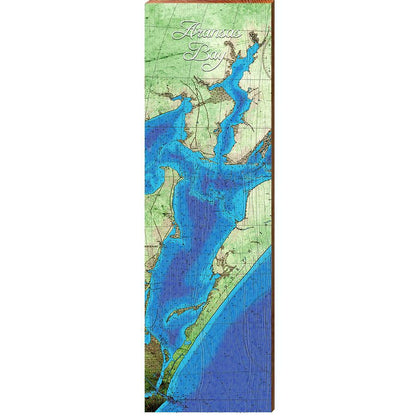 Aransas Bay, Texas Map | Wall Art Print on Real Wood