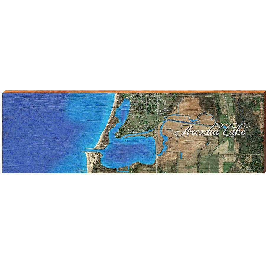 Mill Wood Art Arcadia Lake, Ok Map Home Decor Art Print On Real Wood