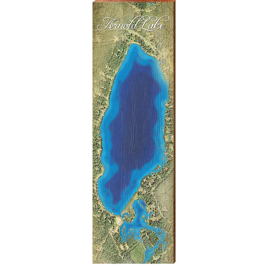 Arnold Lake, Michigan Map | Wall Art Print on Real Wood