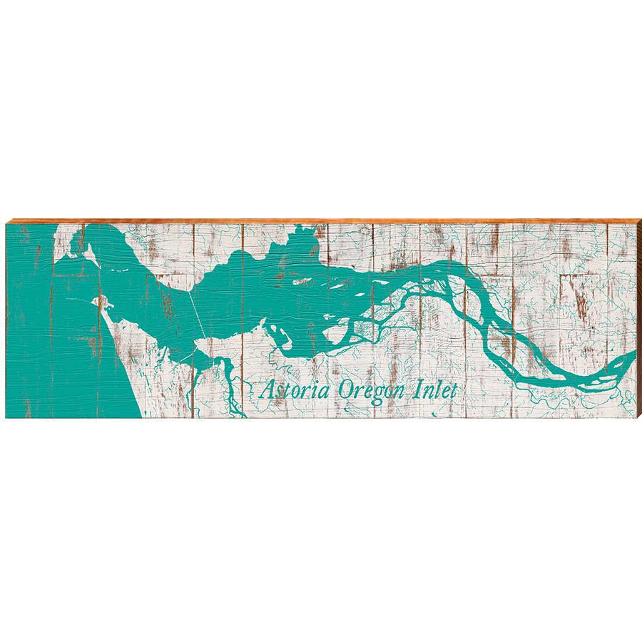 Astoria Oregon Inlet, Oregon Wooden Map Sign | Wall Art Print on Real Wood 